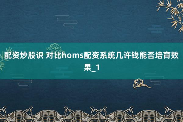 配资炒股识 对比homs配资系统几许钱能否培育效果_1