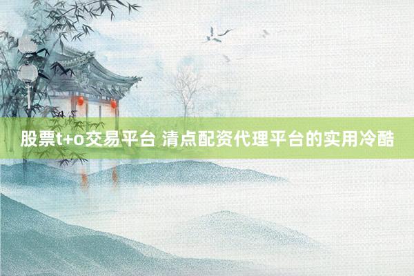 股票t+o交易平台 清点配资代理平台的实用冷酷